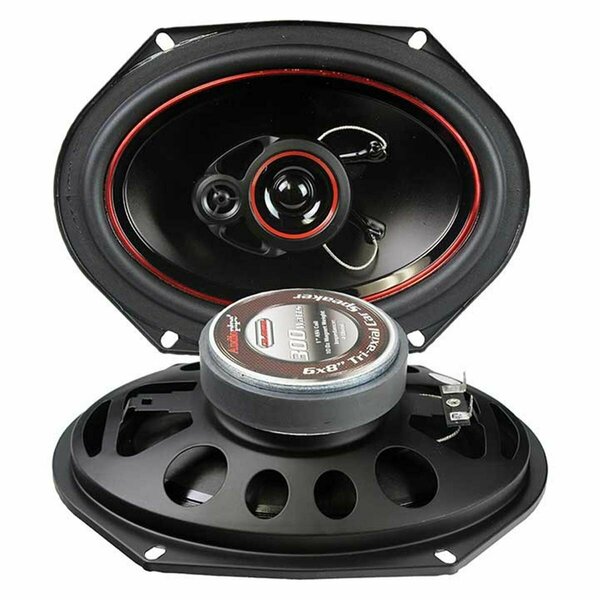 Audiopipe 6 x 8 in. Redline Speaker 3-Way, PP Electroplate Cone - 300W AU599805